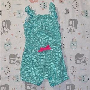 Carter's Teal Newborn Baby Romper with Floral Pattern